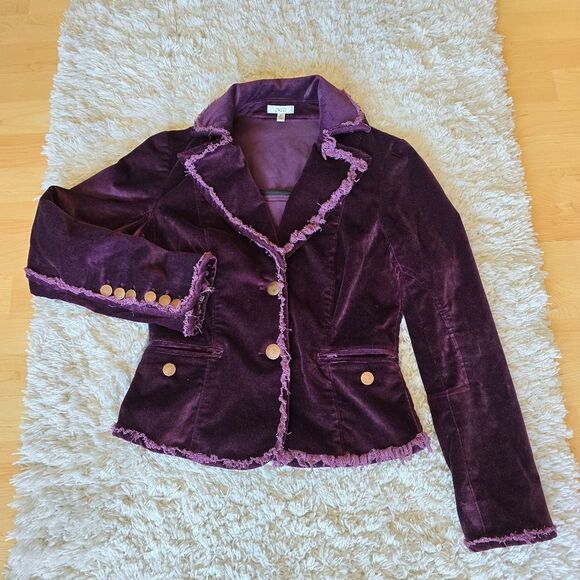 CACHE Womens Purple Velvet Jacket Size 6 Blazer  Wimsigoth Gothic Witchcore - Picture 1 of 11